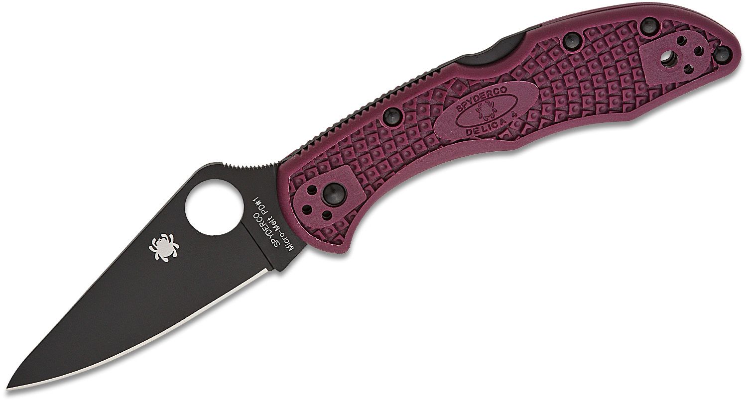 Spyderco Delica 4 Lightweight Sprint Run Burgundy FRN Handles, Lockback #C11BGBKP