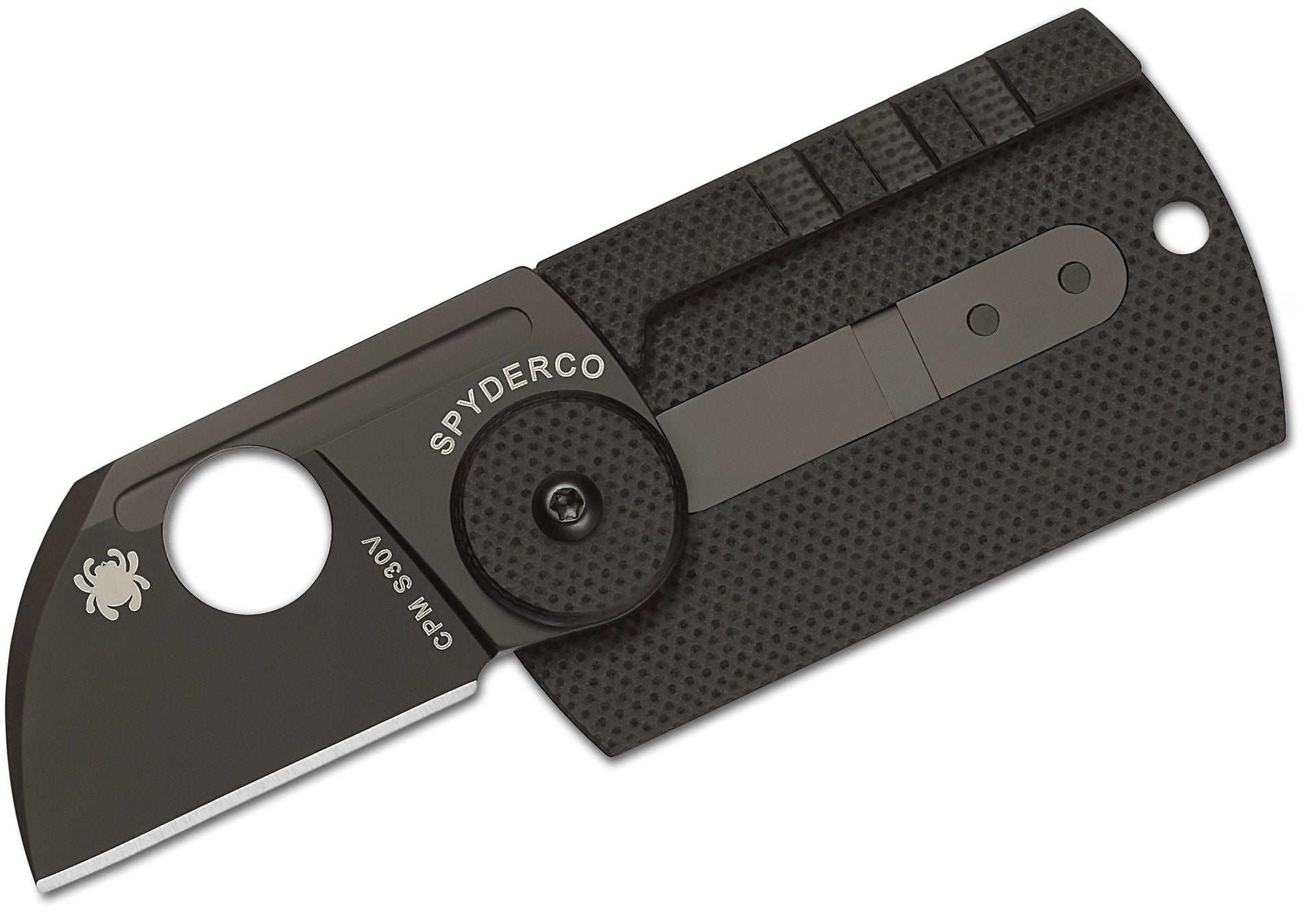 Spyderco Dog Tag Folder S30V Chisel Ground Blade, Carbon Fiber and G10 Handles #C188CFBBKP