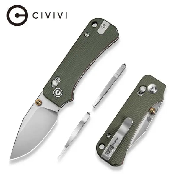CIVIVI Baby Banter 2 - TG Thumb Stud & Crossbar Lock Knife G10 Handle #C24074-1