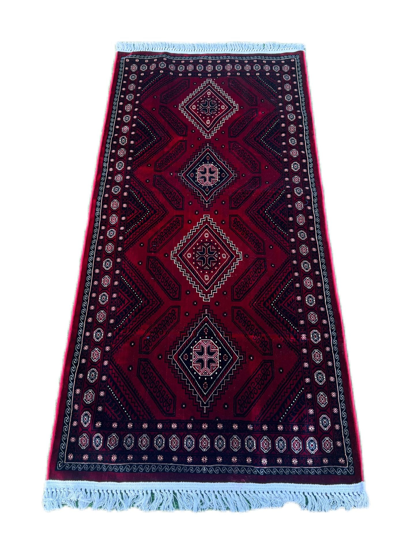 سجاد رسم افغاني نقشة 3038 لون عنابي # MADA-02-41