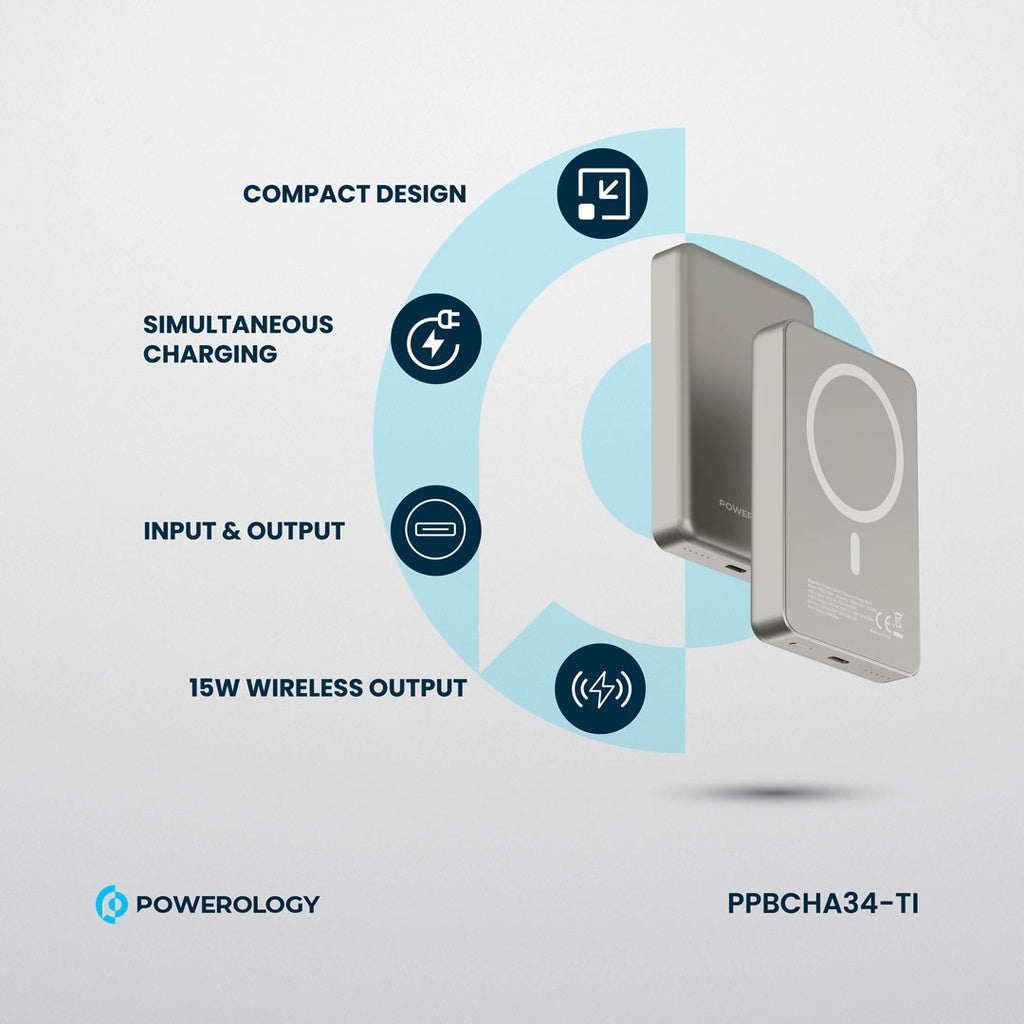 Powerology 10000  mAh 15W Magnetic Wireless PD20W Power bank