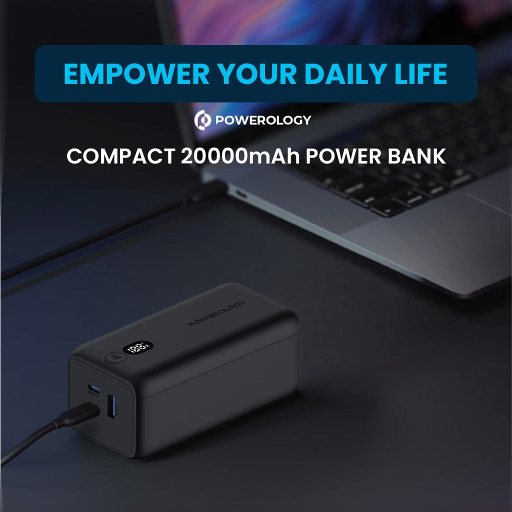 Powerology Onyx 20000mAh Dual USB-C Power Bank PD 65W #PPBCHA19