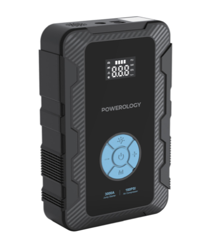 Powerology Jumpstart with Air Pump PD45W 3000A Max Current 20000mAh 160Psi #PPBCHA43