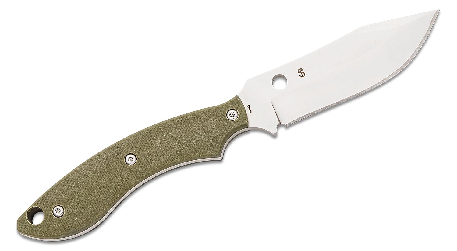 Spyderco Sjoerd Stok Bowie Fixed Blade Knife Satin Plain Blade OD Green G10 Handles #FB49GPOD