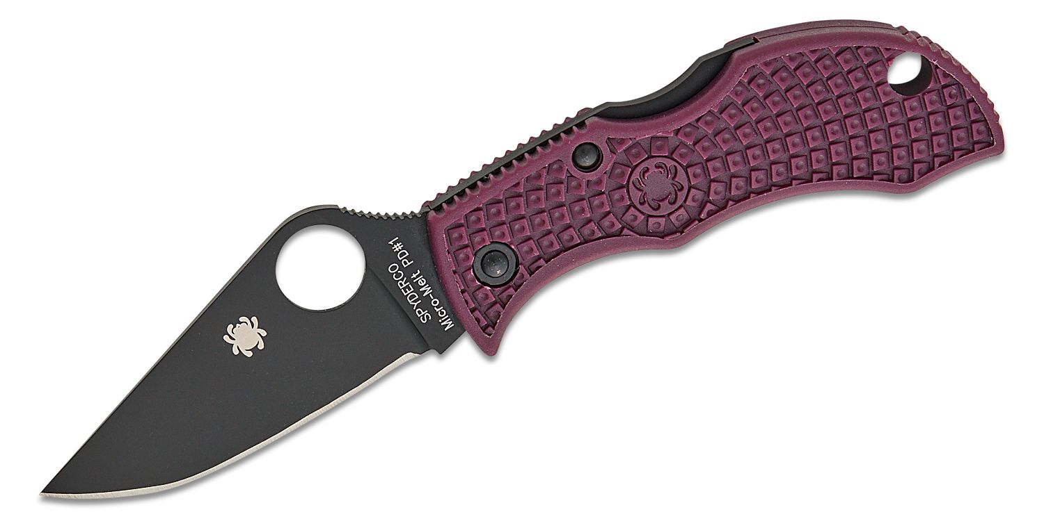 Spyderco Manbug Sprint Run Folding Knife CTS-PD#1 Black Plain Blade, Burgundy FRN Handles, Lockback #MBBGBKP