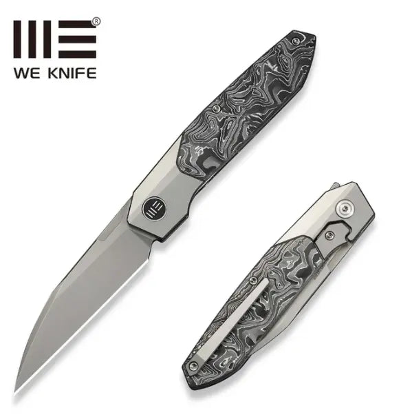 WEKNIFE Brr15 Flipper Knife Gray Titanium Handle With Aluminum Foil Carbon Fiber Inlay #WE24007-2