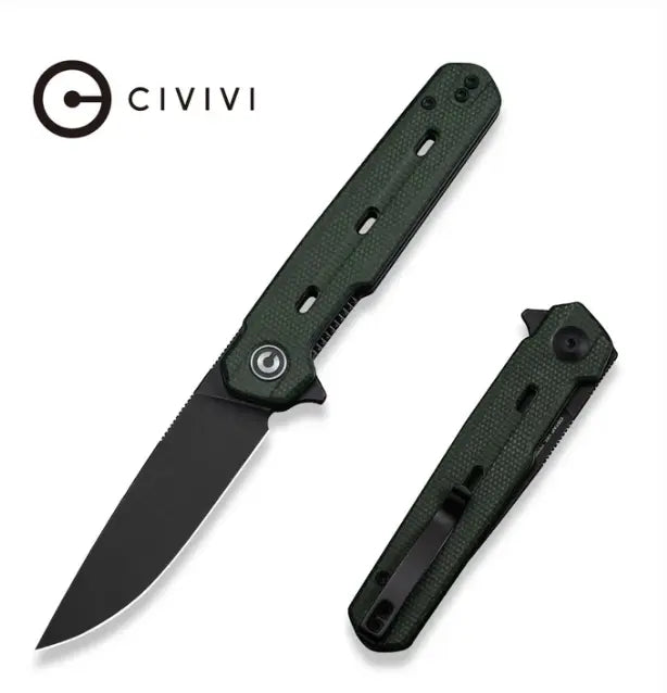 CIVIVI Navo Flipper Knife Green Canvas Micarta Handle #C25015A-2