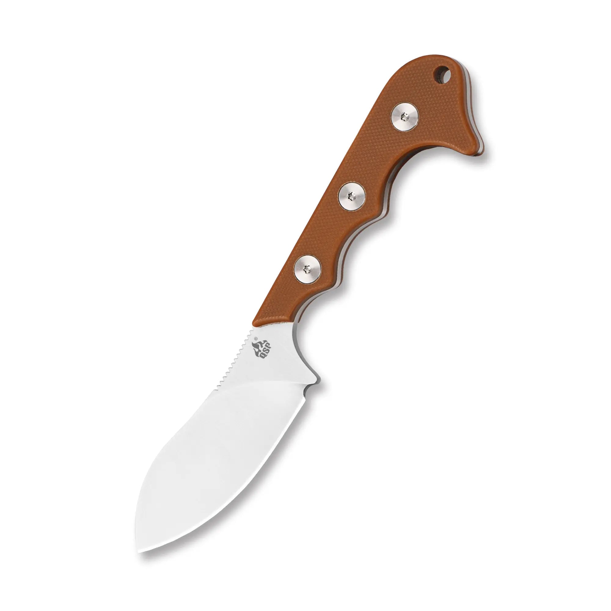 Neckmuk Neck knife, D2 satin, Brown G10, w/ necklace Kydex sheath #QS125-B