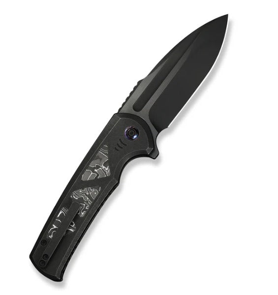WEKNIFE Sylox Flipper & Button Lock Knife Titanium & Carbon Fiber Handle #WE24027-1