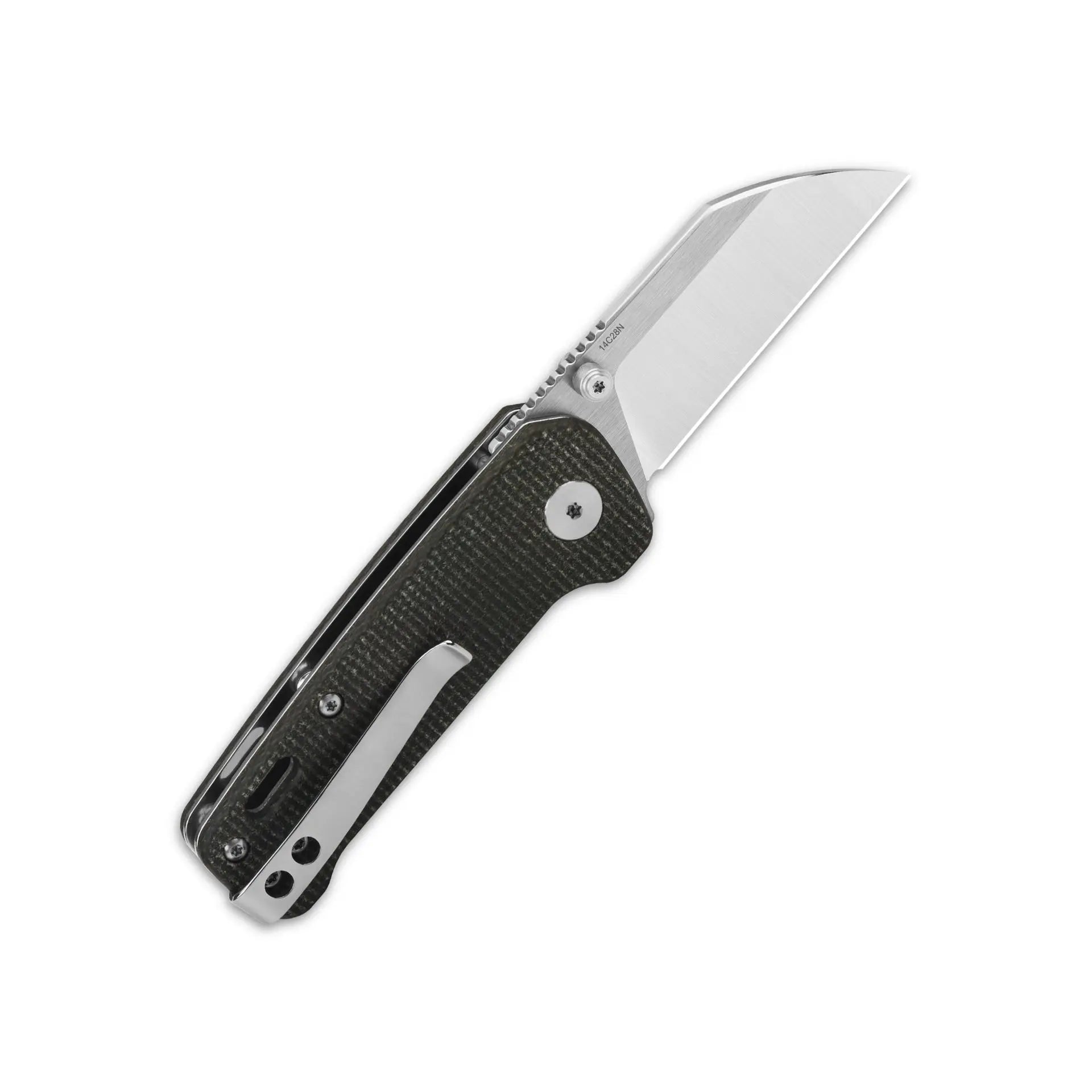 Penguin Mini Liner lock, 14C28N satin, Dark brown micarta #QS130XS-A