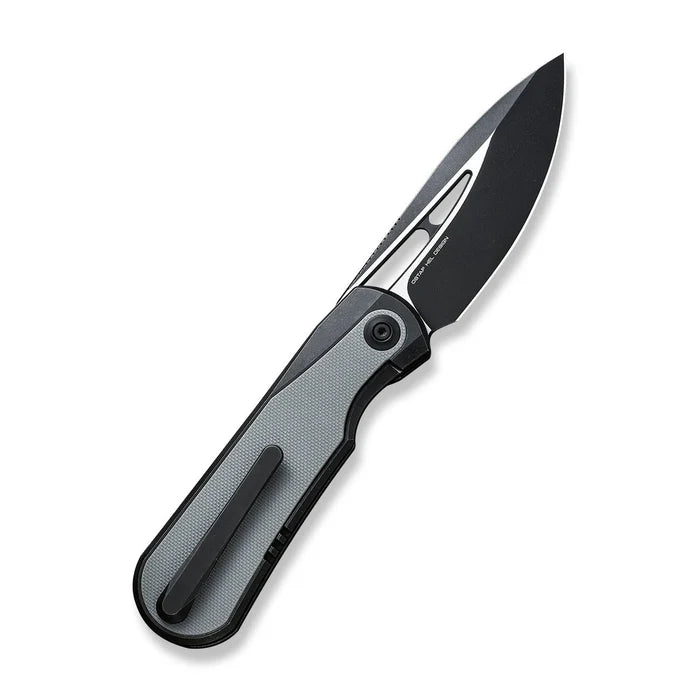 WEKNIFE Baloo Mystery Box Front Flipper & Thumb Hole Knife Black Titanium Handle With Gray G10 Inlay #WE21033-1 MB