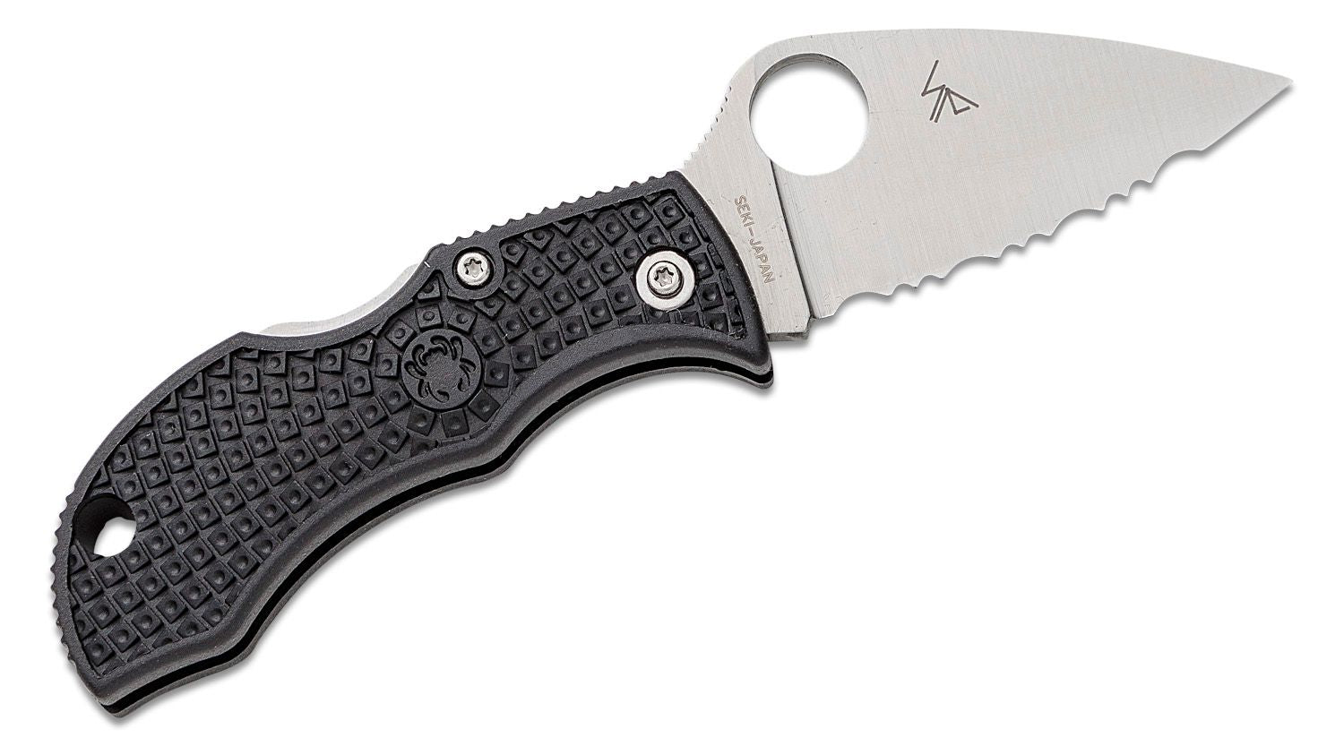 Spyderco Manbug Folding Knife  VG10 Satin Leaf Shaped Serrated Blade, Black FRN Handles #MBKLFS