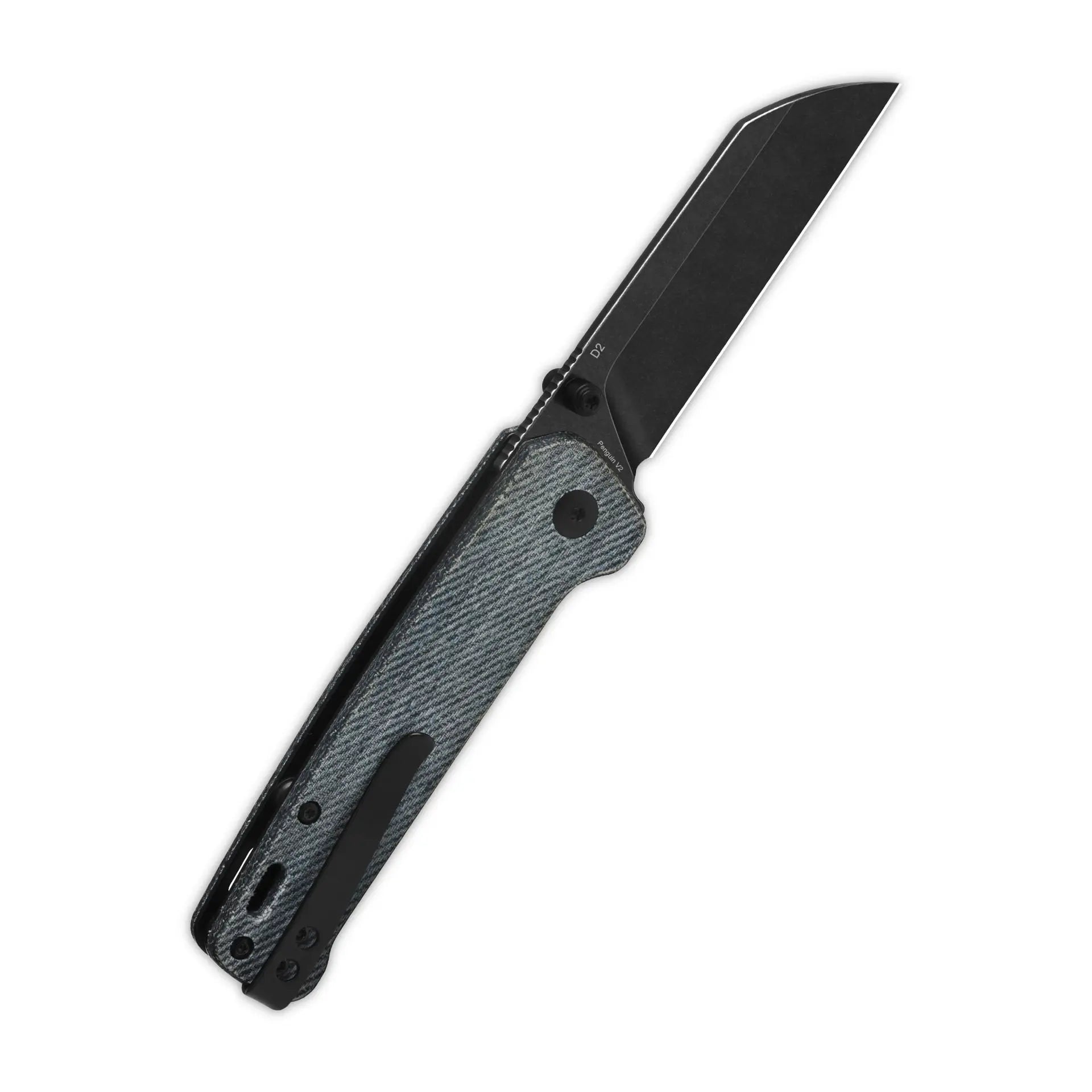 Penguin V2 Linerlock, D2 black stonewash,Denim micarta #QS130V2-B2