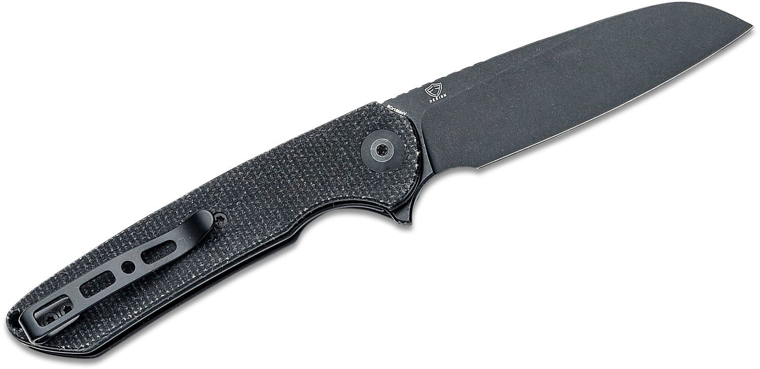 SENCUT Ferrum Forge Kyril Flipper Knife - Black Canvas Micarta #S22001-3