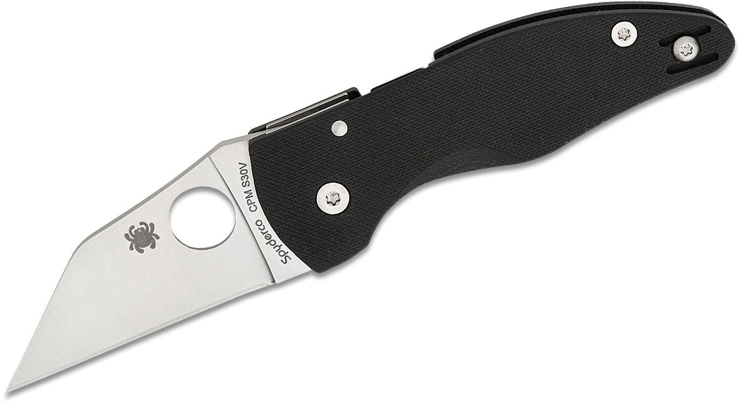 Spyderco MicroJimbo Folding Knife S30V Satin Plain Blade, Black G10 Handles Compression Lock #C264GP