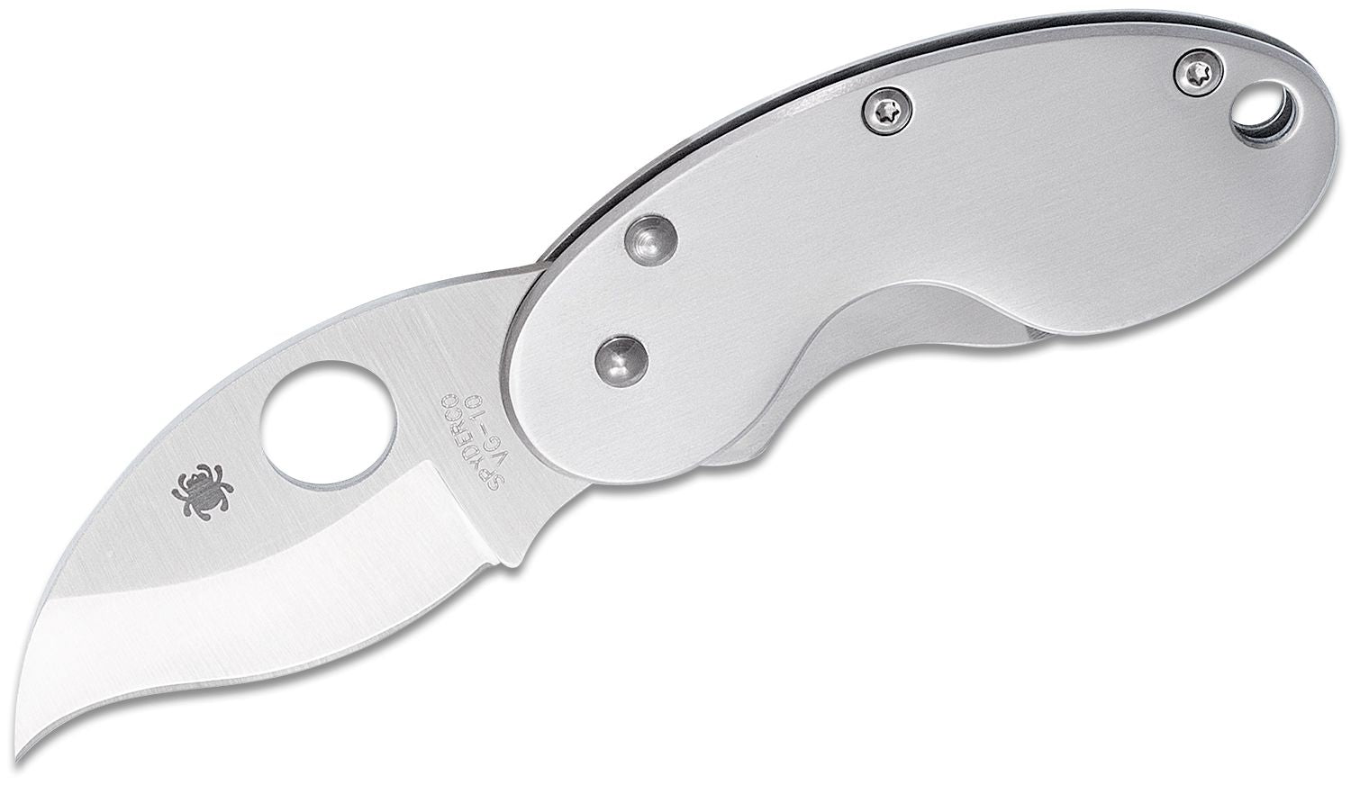 Spyderco Cricket Folding Knife  VG10 Plain Blade, Stainless Steel Handles #C29P