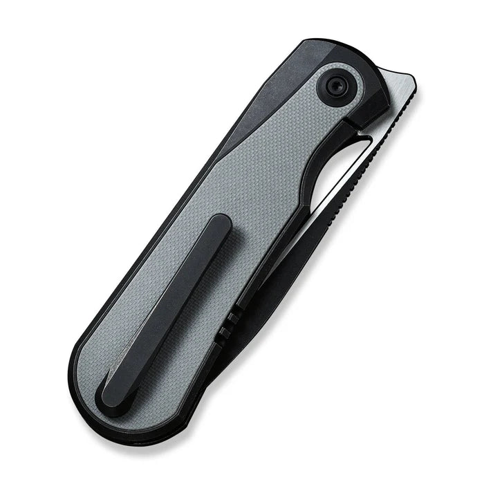 WEKNIFE Baloo Mystery Box Front Flipper & Thumb Hole Knife Black Titanium Handle With Gray G10 Inlay #WE21033-1 MB