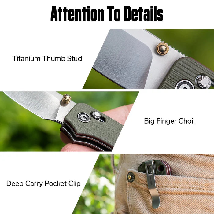CIVIVI Baby Banter 2 - TG Thumb Stud & Crossbar Lock Knife G10 Handle #C24074-1