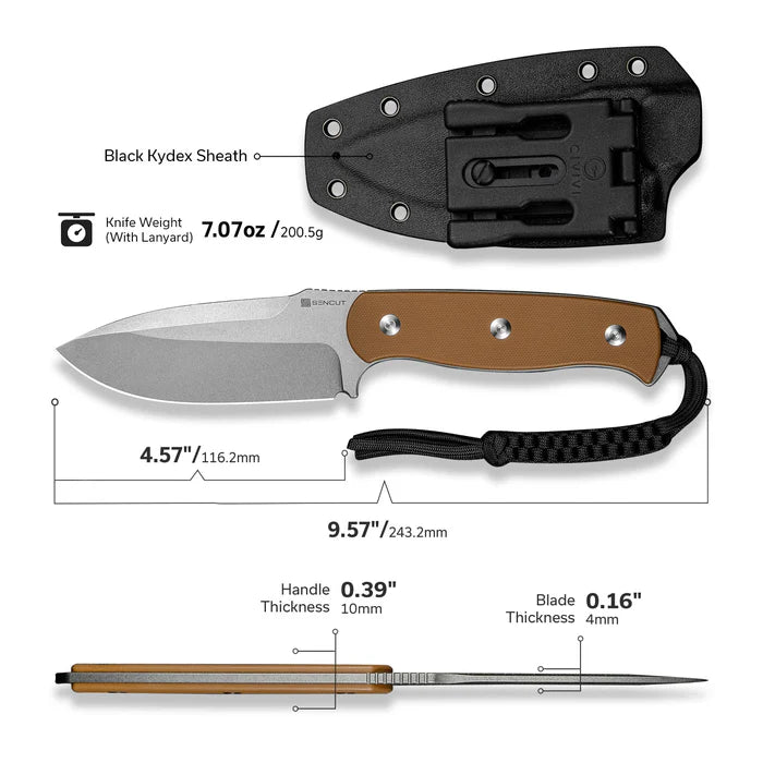 SENCUT Toxodon Fixed Blade Knife G10 Handle #S24036-3