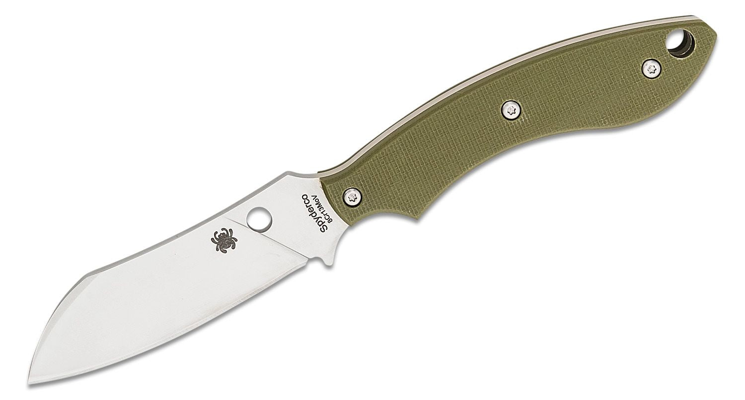 Spyderco Drop Point Fixed Blade Knife Satin Plain Blade, OD Green G10 Handles #FB50GPOD