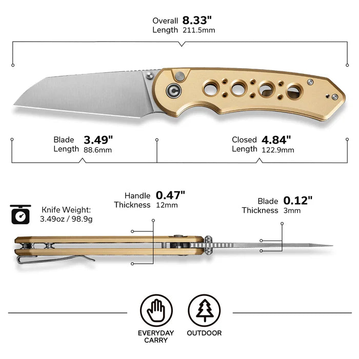 CIVIVI Pragma Prime Thumb Stud & Button Lock Knife Aluminum Handle #C24067-3
