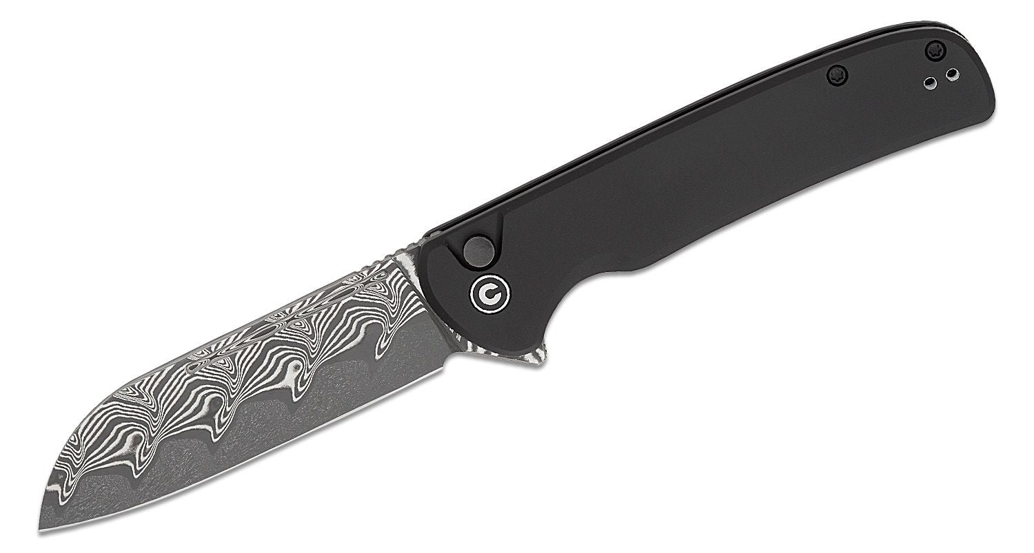 CIVIVI KNIVES CHEVALIER II BUTTON LOCK DAMASCUS #C20022B-DS1