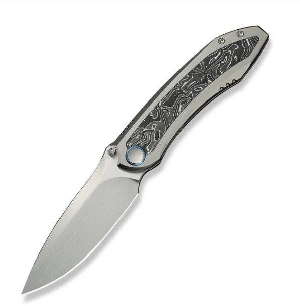 WEKNIFE Winsome Thumb Stud & Front Flipper Knife Titanium & Carbon Fiber Handle #WE23092-2