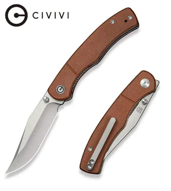 CIVIVI Clingman Front Flipper & Thumb Stud Knife Micarta Handle #C23065-3