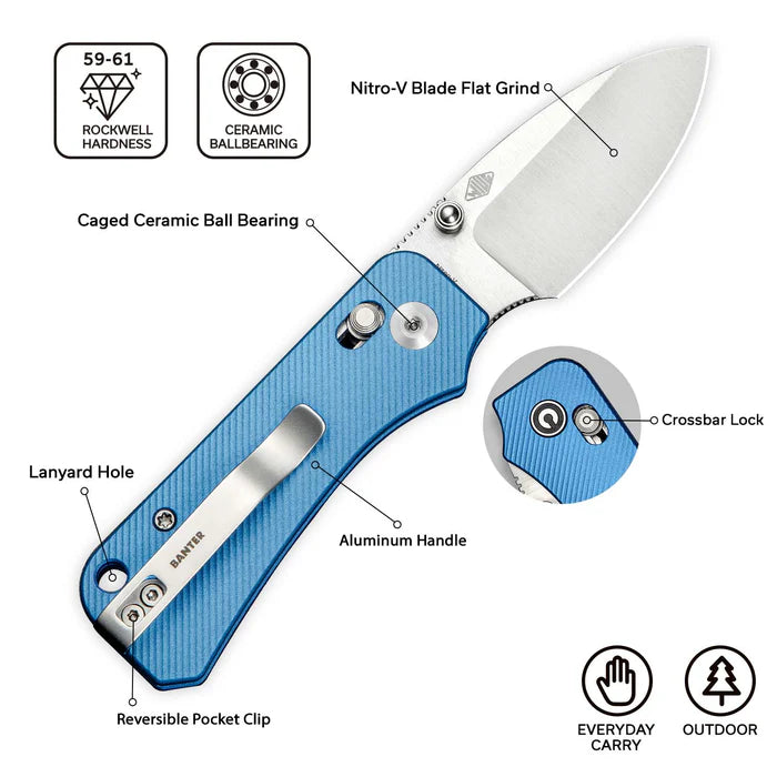 CIVIVI Baby Banter 2 Thumb Stud & Crossbar Lock Knife Aluminum Handle #C23074-1
