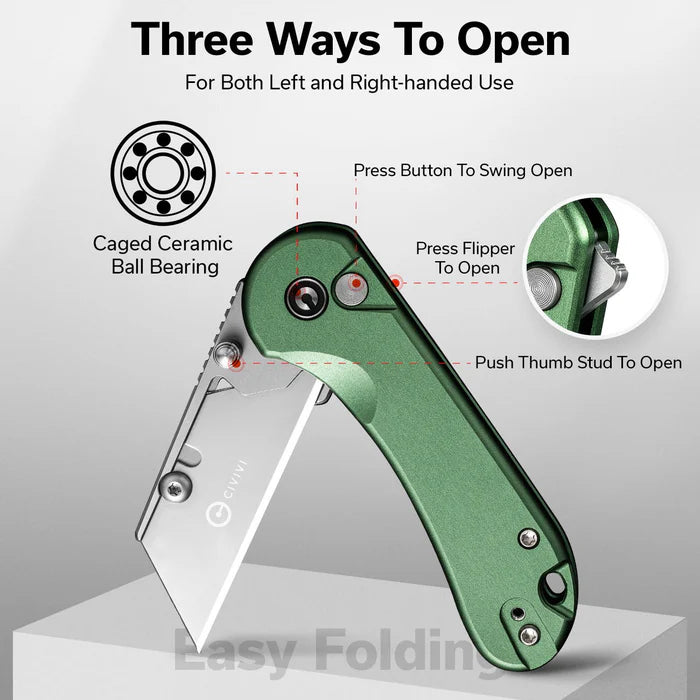 CIVIVI Elementum Utility Thumb Stud & Button Lock Knife Aluminum Handle #C23039B-3