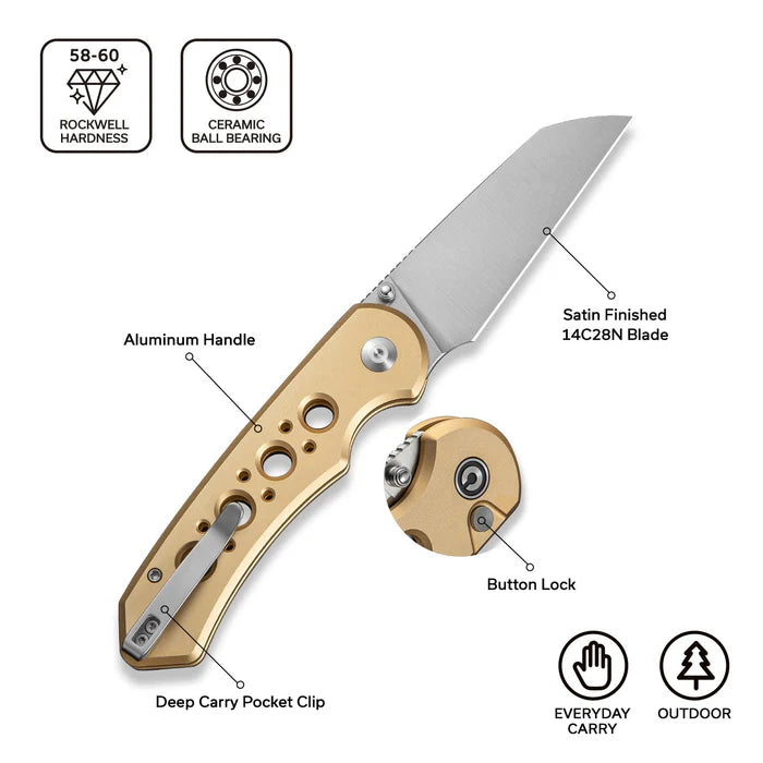 CIVIVI Pragma Prime Thumb Stud & Button Lock Knife Aluminum Handle #C24067-3
