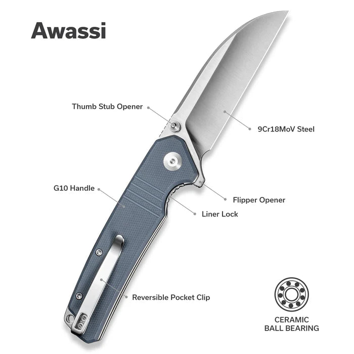 SENCUT Awassi Flipper & Thumb Stud Knife G10 Handle #S24065-2