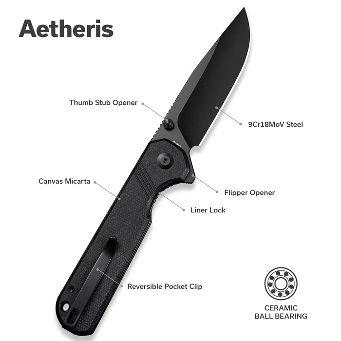 SENCUT Aetheris Flipper & Thumb Stud Knife Micarta Handle #S24095-3