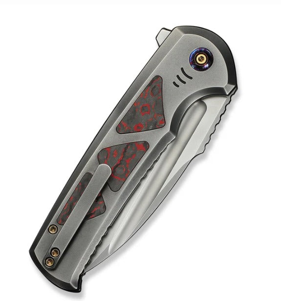 WEKNIFE Sylox Flipper & Button Lock Knife Titanium & FatCarbon Fiber Handle #WE24027-3