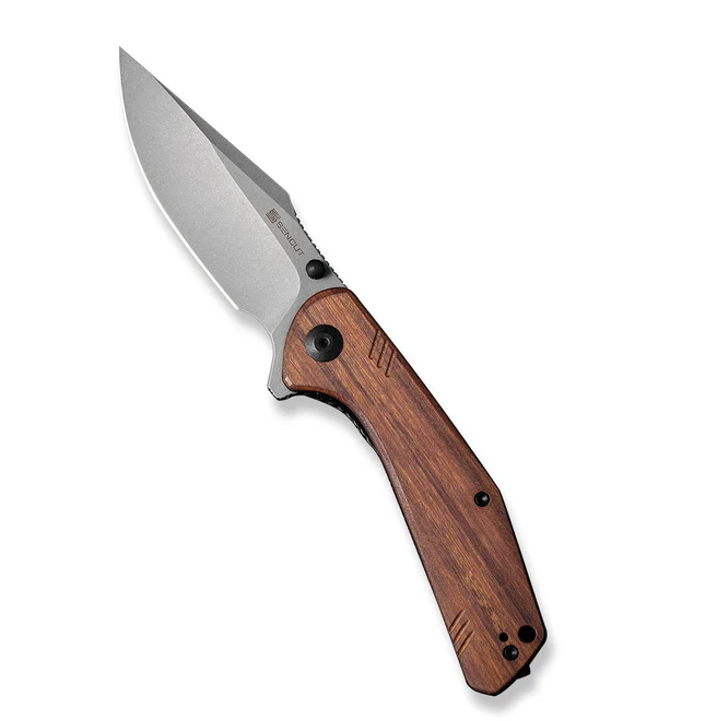 SENCUT Actium Flipper & Thumb Stud Knife Wood Handle #SA02F