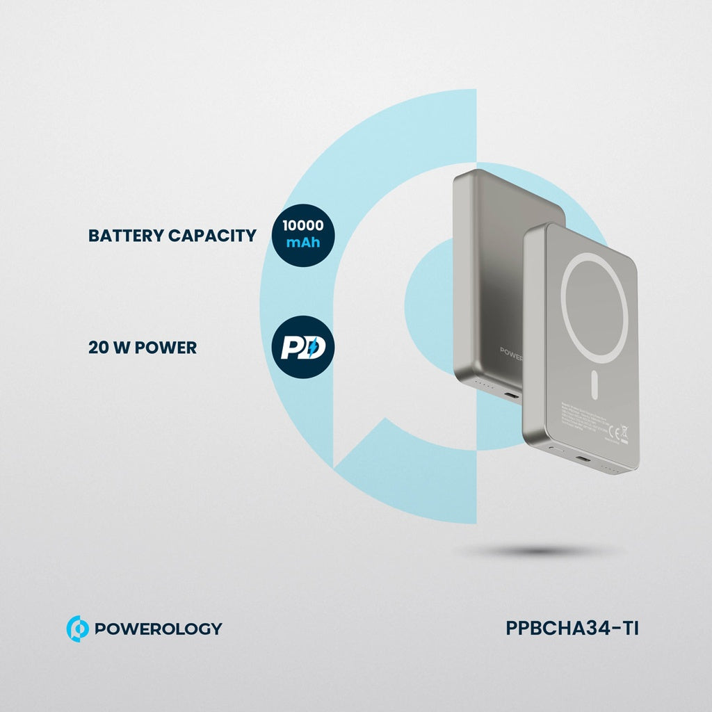 Powerology 10000  mAh 15W Magnetic Wireless PD20W Power bank