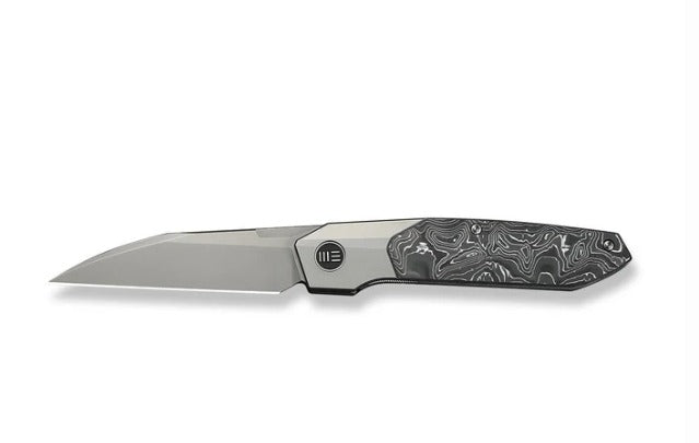 WEKNIFE Brr15 Flipper Knife Gray Titanium Handle With Aluminum Foil Carbon Fiber Inlay #WE24007-2
