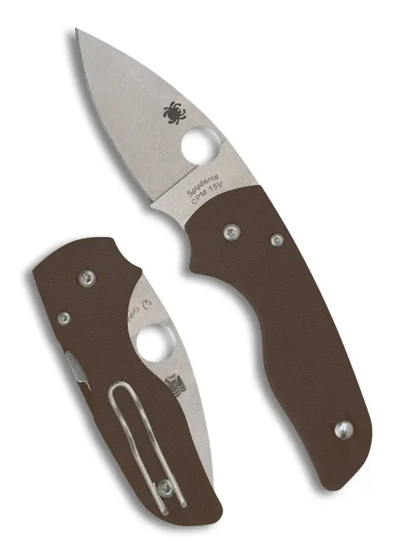 SPYDERCO SP LIL NATIVE BROWN G-10  CPM15V PLAINEDGE #C230GPBN15V