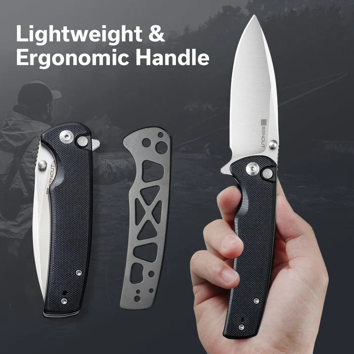 SENCUT Sachse Flipper & Button Lock & Thumb Stud Knife G10 Handle #S21007-5
