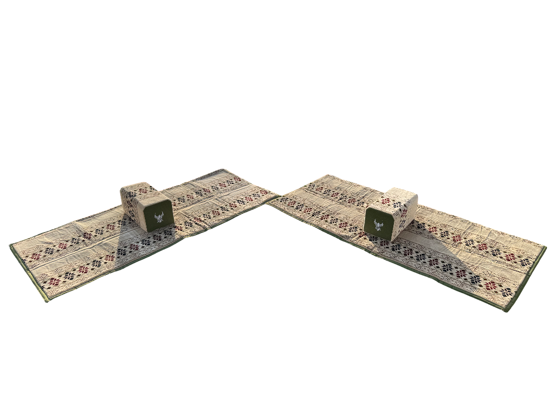 عزبة مدات الحر نقشة الاصايل لون سكري قماش مخمل