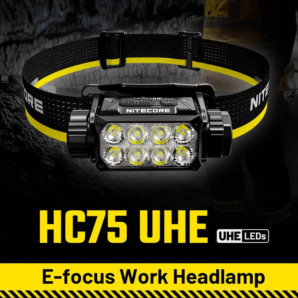 Nitecore HC75 UHE 3000 Lumen USB-C Rechargeable Zoomable Work Headlamp