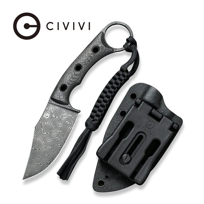 CIVIVI Midwatch Fixed Damascus Blade Knife Carbon Fiber Handle #CIVC20059BDS1