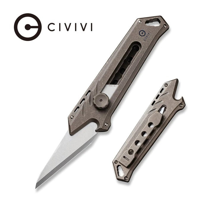 CIVIVI Mandate Utility Knife Titanium Handle with 1PC Damascus Blade & 2PCS 9Cr18MoV #CIVC2007A