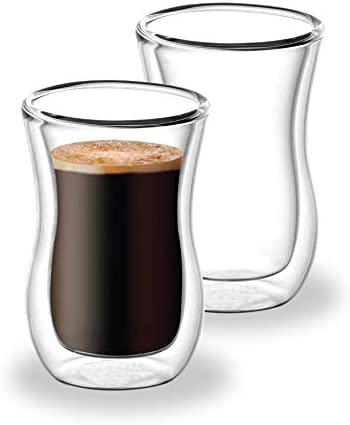 BLACKSTONE Double Wall Glass Tumbler Cups, suitable for coffee, coffee cups 2 pc set 100 ML #DG891