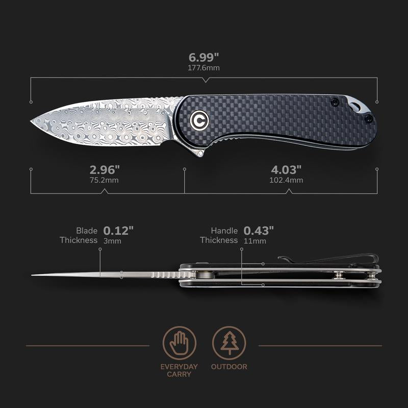 Civivi Elementum Linerlock Damascus CF #907DS