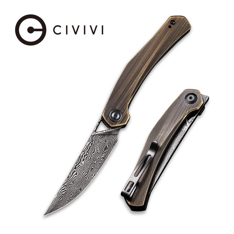 CIVIVI Lazar Linerlock Brass Damascus #C20013-DS2