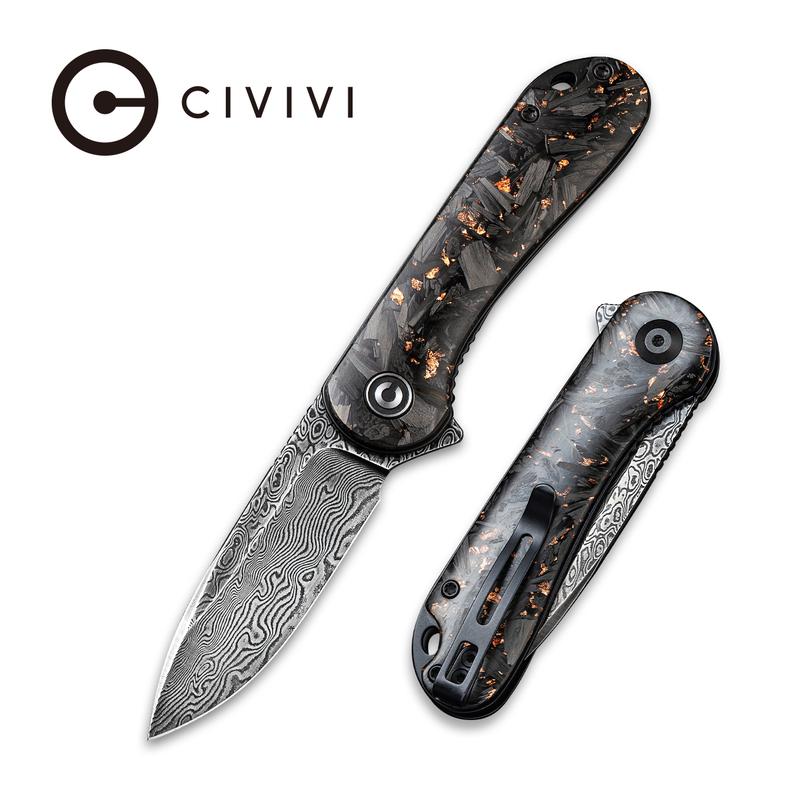 CIVIVI Elementum Shredded CF and Copper Damascus #C907C-DS3