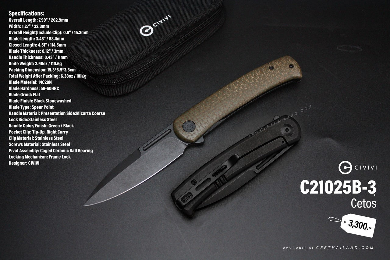 CIVIVI Cetos Micarta With Steel Lock Side Handle #C21025B-3