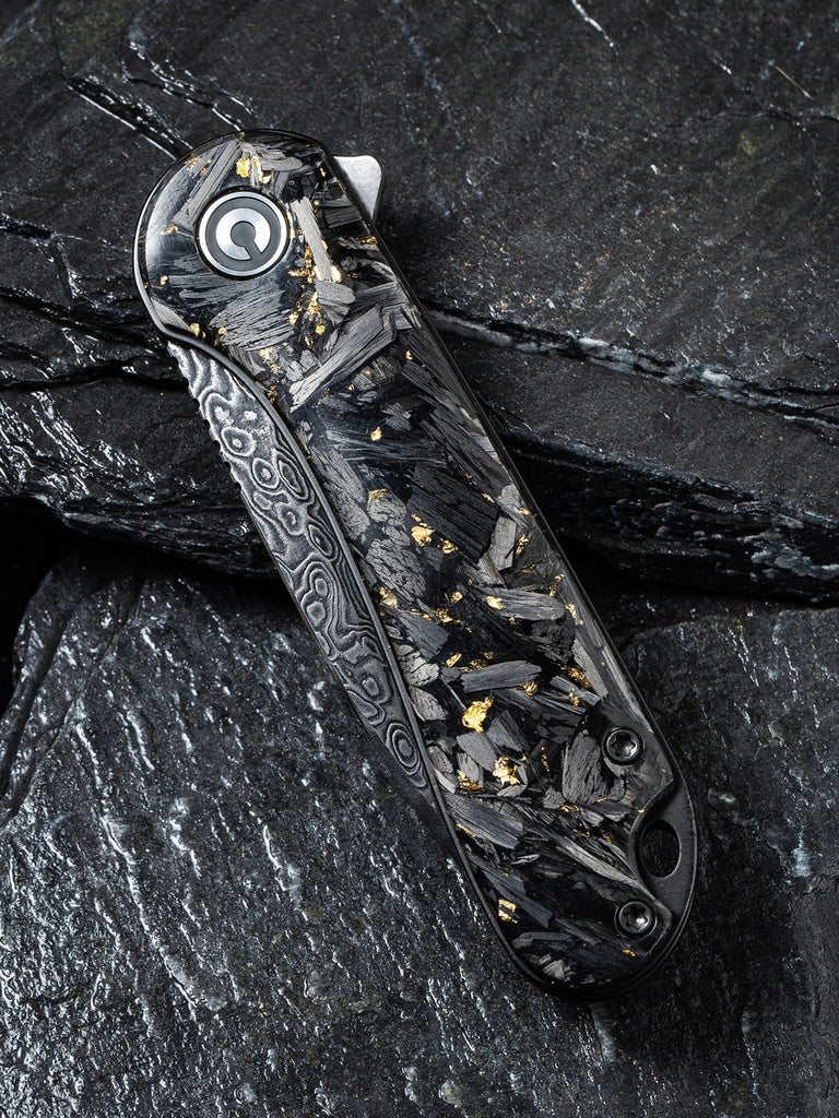 CIVIVI Elementum Shredded CF and Gold Damascus #C907C-DS1