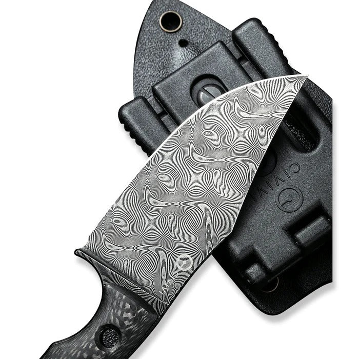 CIVIVI Midwatch Fixed Damascus Blade Knife Carbon Fiber Handle #CIVC20059BDS1